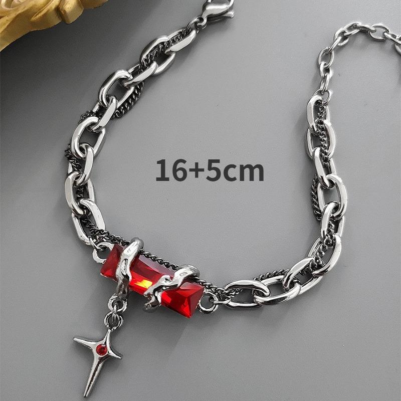 2024 Retro Black Zircon Star Bracelet for Women Men Gifts Trend Titanium Steel Chain Unisex Goth Jewelry New Couple Accessories
