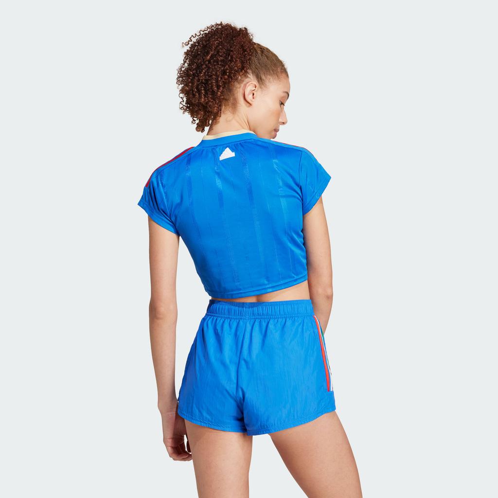 adidas Повседневный пуловер с логотипом алфавита и v-образным вырезом, футболка с короткими рукавами, женские топы, синий IX9562