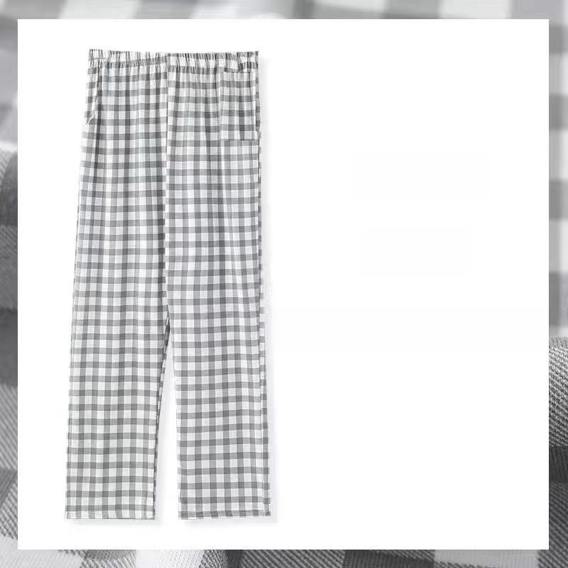 Women's Plaid Pajama Trousers: Comfortable, Loose-Fitting, Thin, Anti-Mosquito, Suitable for Home or Outdoor Wear with Wide Legs.
