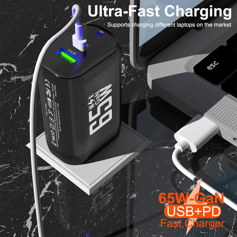 Зарядное устройство GaN USB Type C 65 Вт, быстрое зарядное устройство PD 45 Вт QC3.0, быстрое зарядное устройство USB C Type C для ноутбука Macbook, iPad, планшета iPhone 15, Samsung