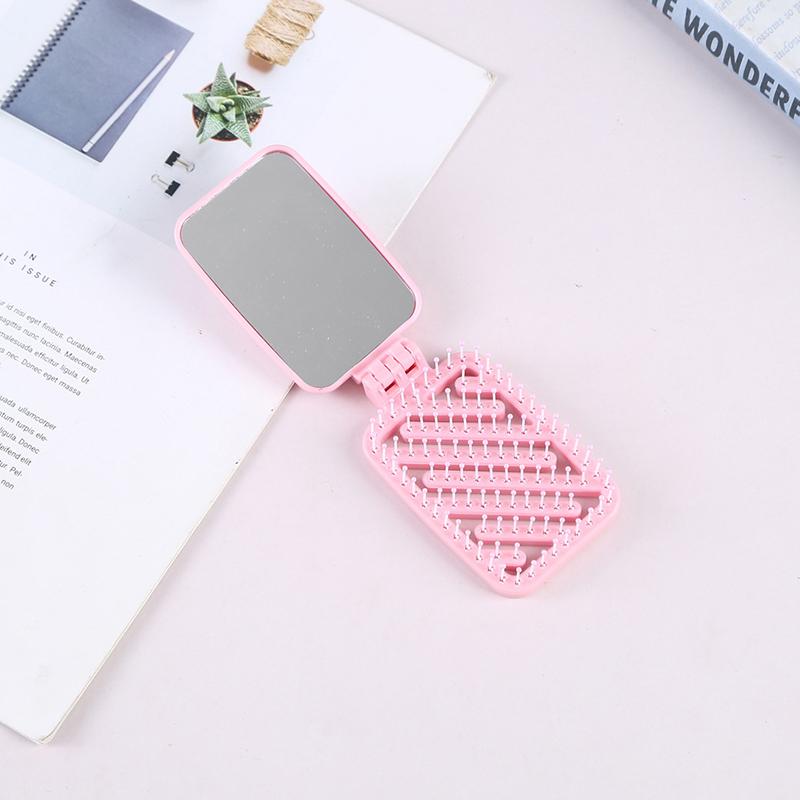 Мини карманное зеркало складная расческа для девочки женщины портативное квадратное карманное маленькое дорожное массажная расческа для волос с зеркалом аксессуар для укладки
