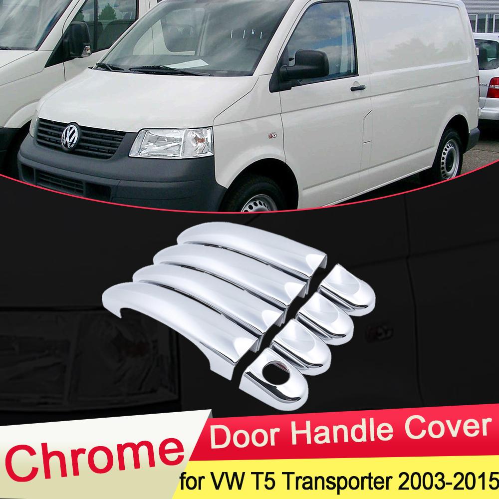 Для Volkswagen VW T5 Transporter 2003 ~ 2015 Хромированная крышка дверной ручки Внешняя отделка ABS Набор автомобильных наклеек Кепки аксессуары 2004