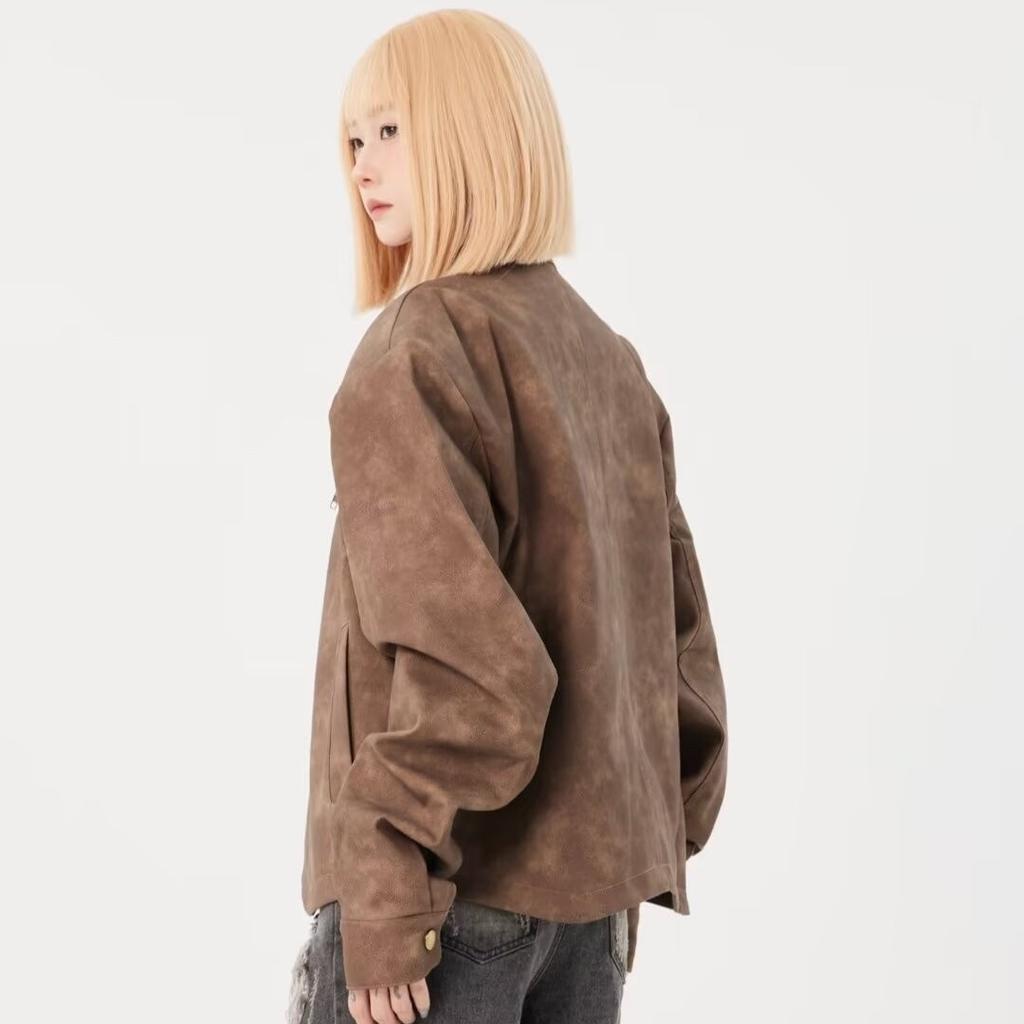 Короткая мотоциклетная куртка унисекс, пальто из искусственной кожи, осенний винтажный повседневный кардиган, верхняя одежда в корейском стиле