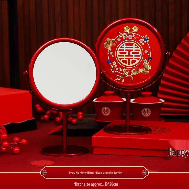 Полный свадебный набор невесты в европейском стиле: Пара зеркал и красные приданые вещи