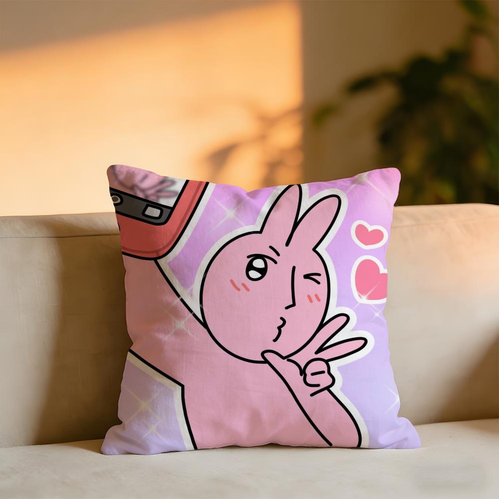 Pink Bunny Cue Cushion Cover Cozy Velvet Throw PillowSoft Warm Cushion For Sofa  Bed