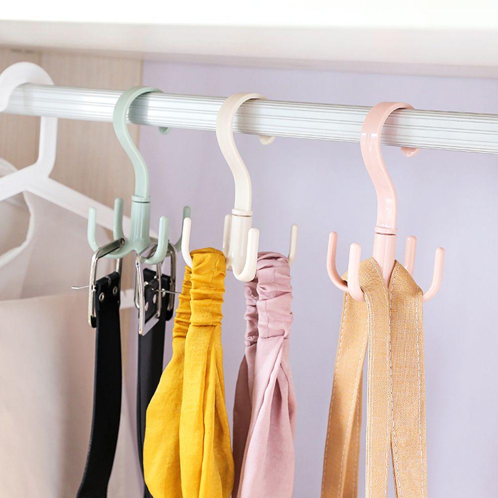 Storage Hook Cloth Rack Tie Holder Rotating Four-claw Hook Plastic Hanger Multifunction 4 Hook