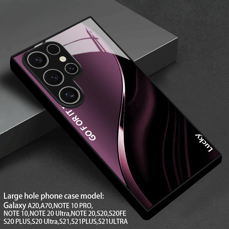 Изогнутый узор фиолетового оттенка 2D Чехол для телефона Samsung S26 S25 S24 S23 S22 S21 S20 A56 A36 A16 Защитная крышка из закаленного стекла