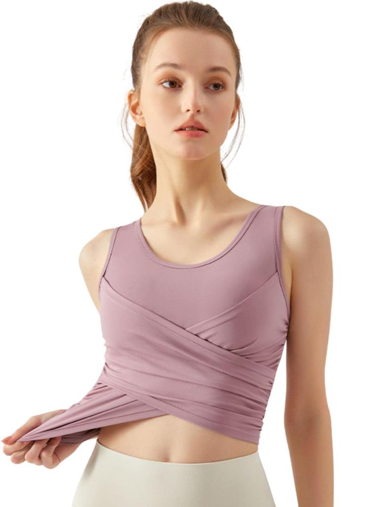 VeroMan Майка-топ для йоги с косточками, одежда для пилатеса, чашки, положить, топ, ppi-ttb032 (Розовый, Маленький)