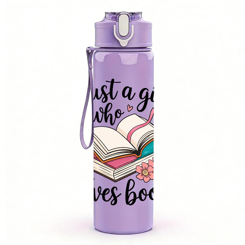 1PC Book Lover Girl Quote 750ml Color Plastic Sports Water Bottle Leakproof Flip Straw Lid Suitable for Sports Office Home Use