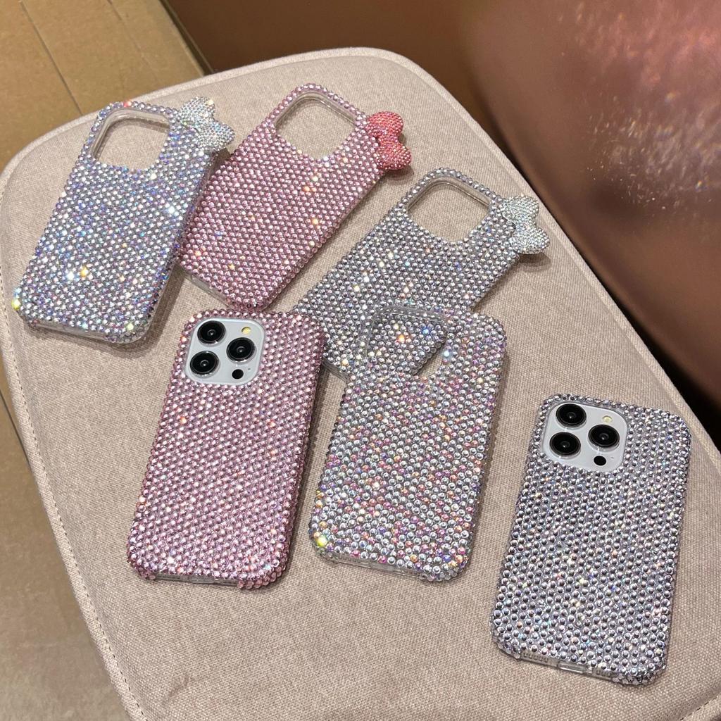 Applicable To Apple 16 Full Diamond Bow Mobile Phone Case IPhone 15 ProMax Luxury Fairy 14 Drop Protection Case