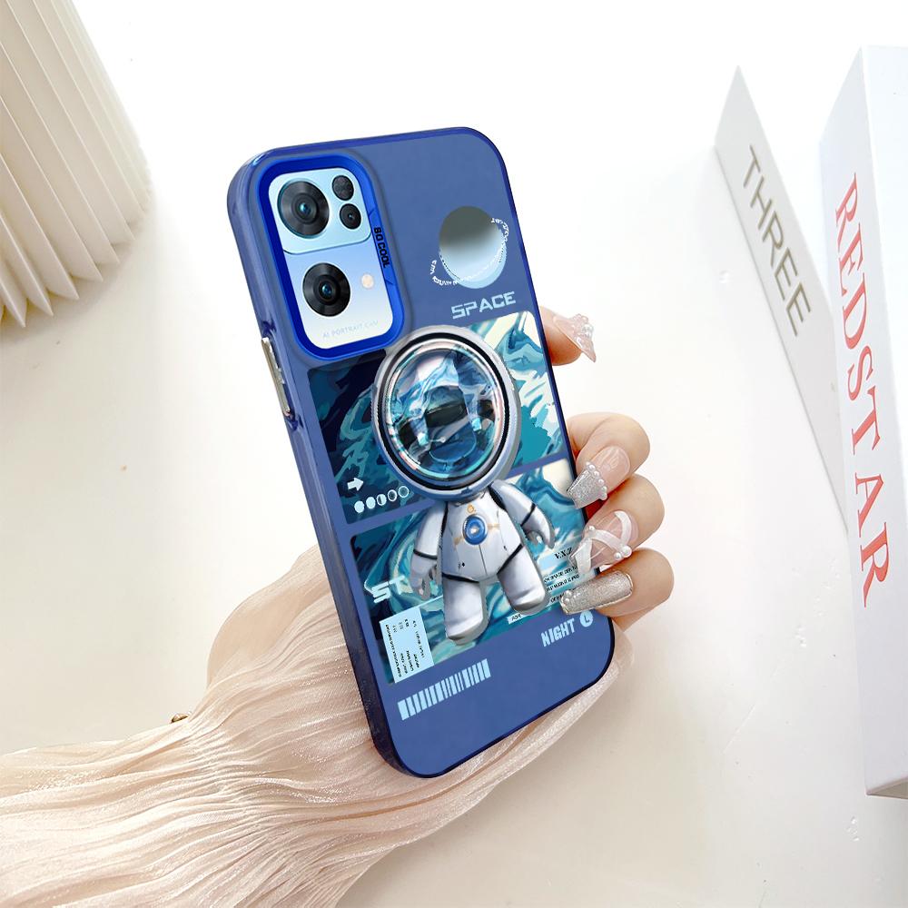 Окрашенный узор, цветной серебристый, двухсторонний, жесткий, противоударный чехол для телефона с защитой от падений для OnePlus OPPO Reno Realme