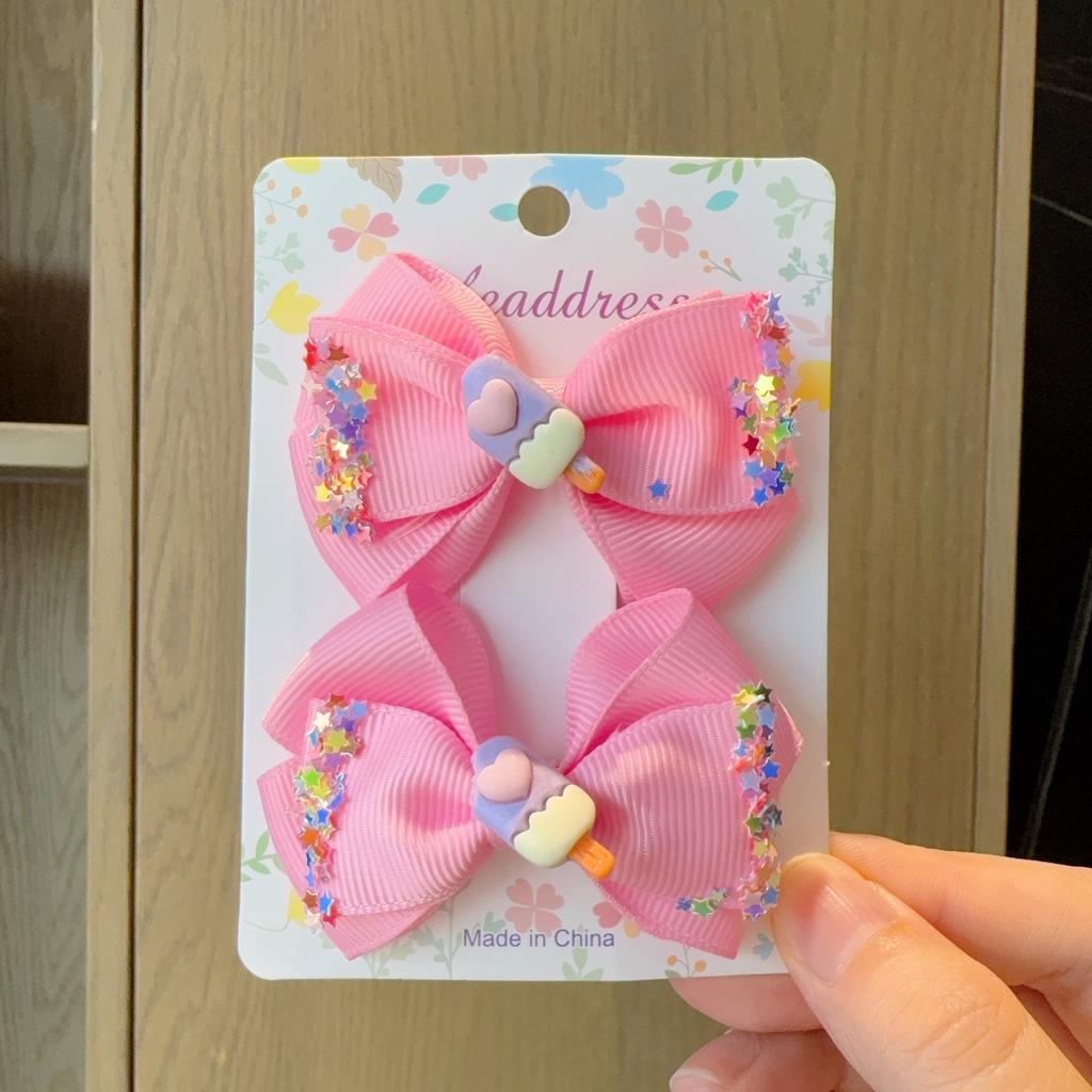 2Pcs New Fashion Solid Hairpins Bows Hair Accessories Hair Clips Girls Sequin Hairpins Children Cute Barrettes Gift