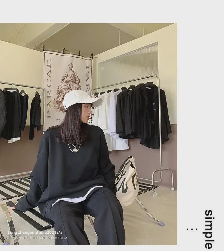 Spring & Autumn Women's Casual Sports Suit - European Street Fashion Two-Piece Set with Loose Sweater and Pants