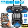WiFi IP Camera Outdoor 12MP 6K Triple Lenses Triple Screens Security Video Monitor Night Vision Waterproof CCTV Cameras