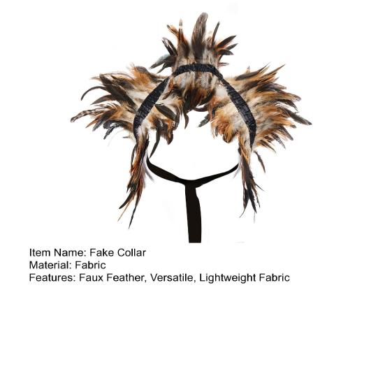 Gothic Style Fake Collar with Layered Feathers Lightweight Durable Fabric Feather Cape Black Shawl Versatile Accessory