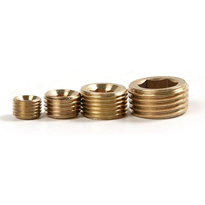 20 шт. латунных заглушек для труб 1/8", 1/4", 3/8", 1/2" NPT с внутренней шестигранной резьбой, набор фитингов