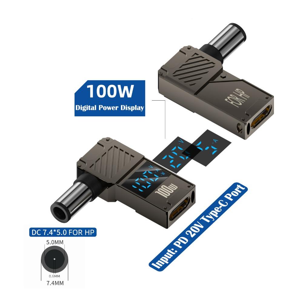 PD 100 Вт USB-C к DC Конвертер Цифровой дисплей Зарядное устройство для ноутбука Штекер для Lenovo/HP/Dell