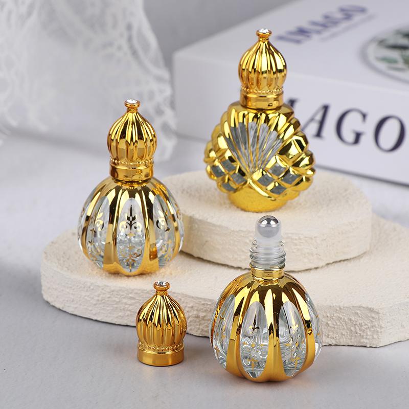 13Ml Roll On Bottle Glass Mini Essential Oil Container Portable Cosmetic Vials Blending Perfume Bottle Gold Empty Roll-On Bottle