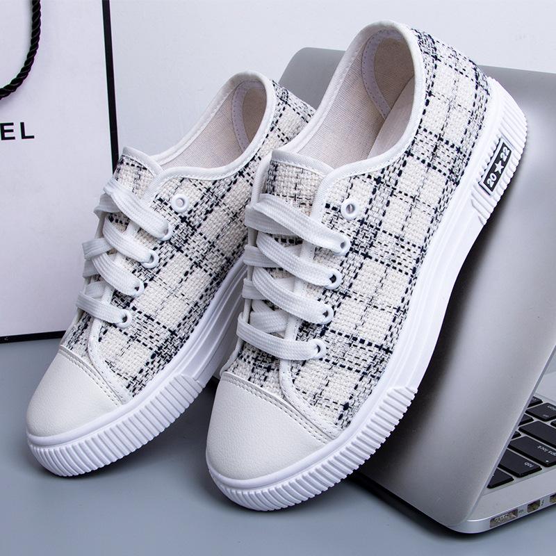 Fashion Fashionable Sports Shoes Korean Version Versatile Flat Shoes New Spring and Autumn Thin Breathable Plaid Women's Casual Shoes