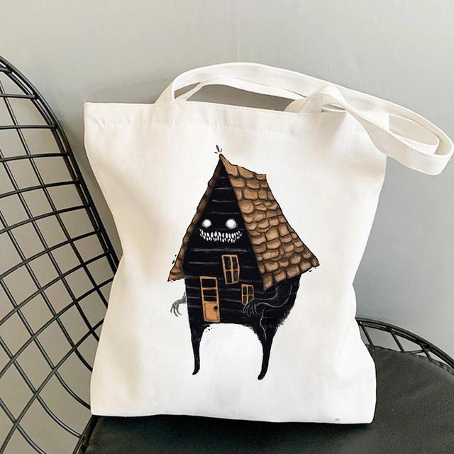 Cat Shopping Canvas Womens Bag Casual Large Capacity Shoulder Bags Reusable Shopper Tote Bags Fashion Harajuku Ulzzang Handbags