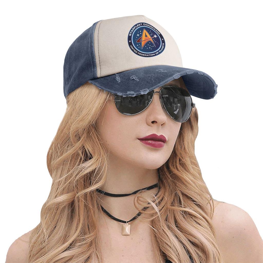 Star Treks Starfleet Outfit Unisex Women Trucker Hat Distressed Denim Washed Caps Hat Fashion Outdoor Running Golf Gift Sun Cap