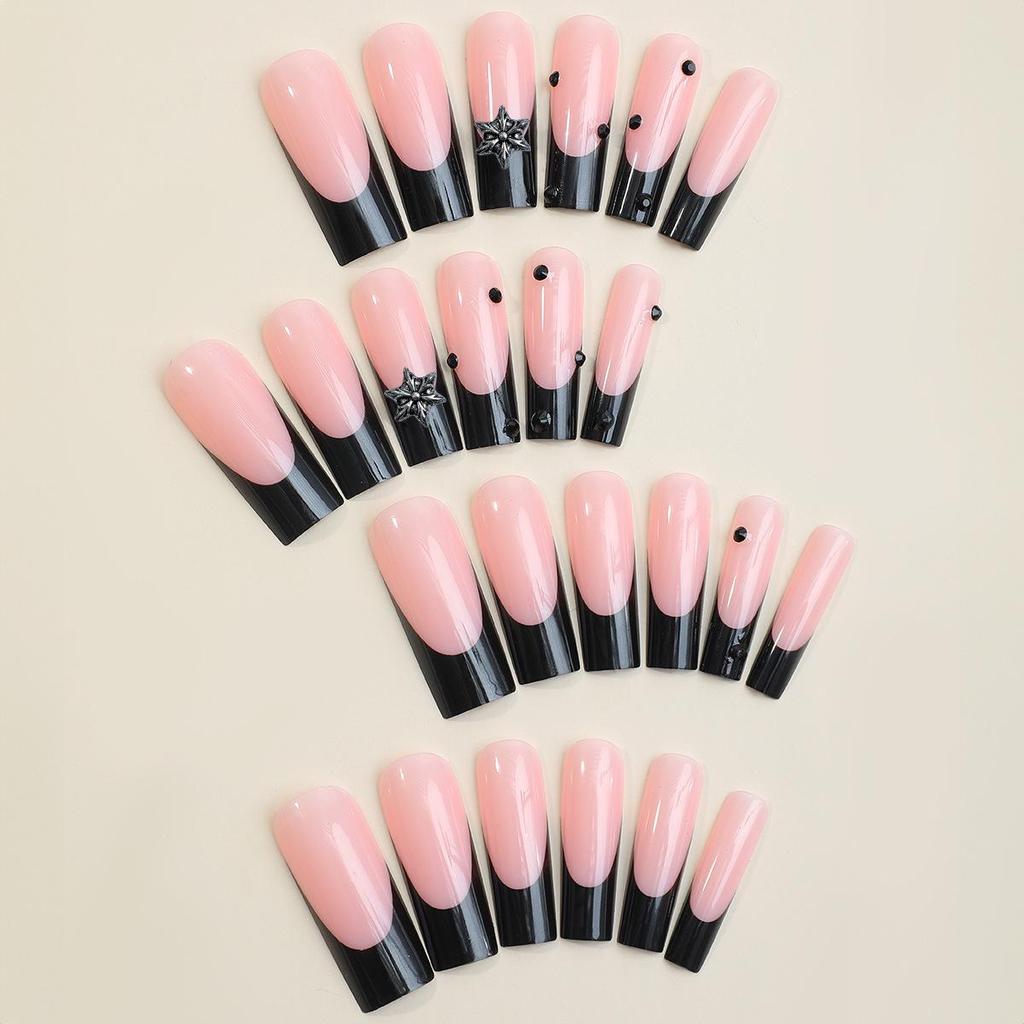 Европейские и американские очень длинные темно-бриллиантовые звездные французские типсы