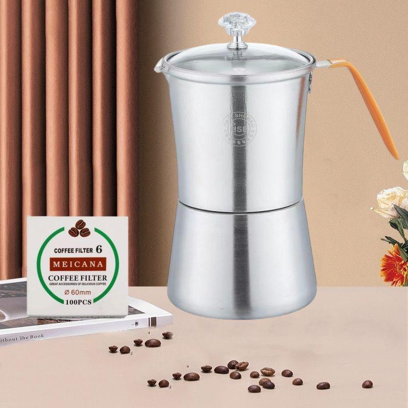 Итальянская гейзерная кофеварка из нержавеющей стали 304 - Кофеварка для эспрессо и капельного кофе под высоким давлением