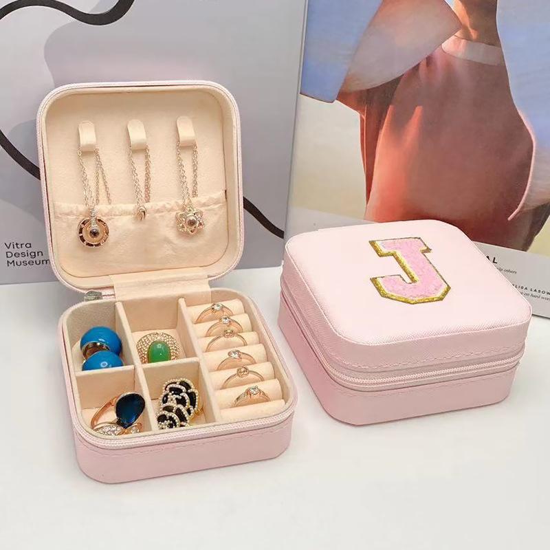 Mini Jewelry Storage Box Bridesmaid Gift Ideas Travel Jewelry Case Initial Letter with Name Birthday Party Box Mother's Day Gift
