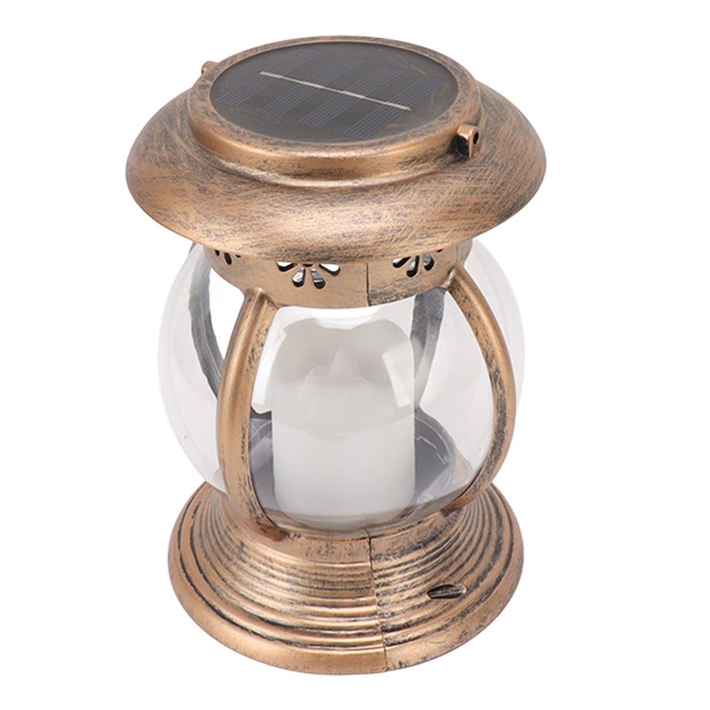 Brass Color Courtyard Solar Powered Hanging Lantern Light IP44 Waterproof Garden LED Lantern Lamp