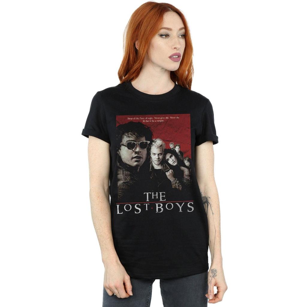 The Lost Boys Женская/женская хлопковая футболка бойфренда с потертым плакатом