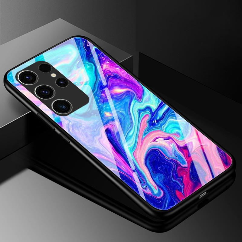 Мраморный чехол из закаленного стекла для Samsung Galaxy S23 Ultra 5G, модная стеклянная задняя крышка для Samsung S23 Plus / S23 Ultra
