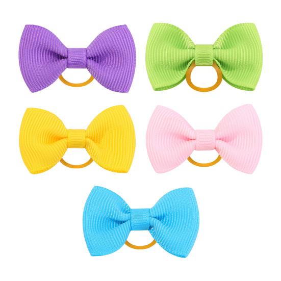 Puppy Dog Hair Bows with Rubber Bands Handmade Small Bowknot Dog Hair Accessories Pet Grooming Supplies