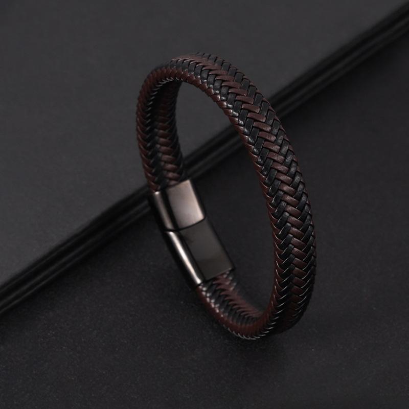 Антистатический браслет - Кожаный антистатический браслет из нержавеющей стали - Магнитный плетеный браслет в ретро-стиле