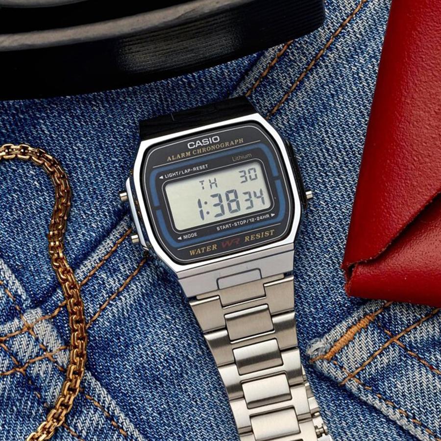 Casio Полимерный корпус Ремешок из нержавеющей стали Мужские кварцевые часы A164WA-1