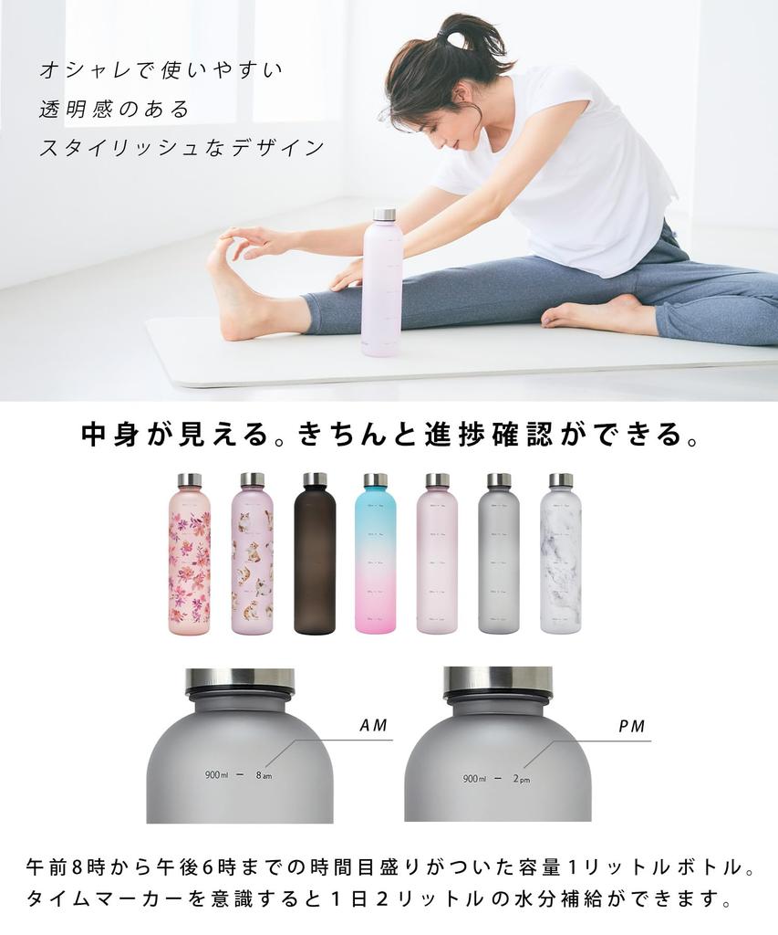 Бутылка для воды с маркером Time 1 Grey [TRIP.INN], литр, легкая, стильная,