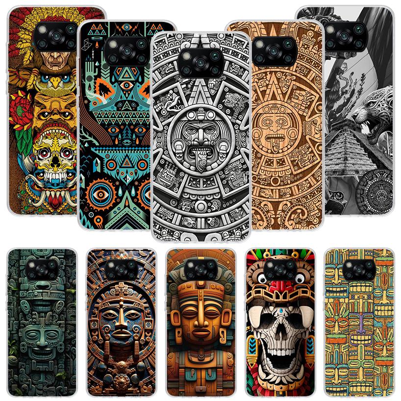 Mayan Stone Totem Pole Phone Case For Xiaomi Poco X7 X6 X5 Pro F7 Ultra Redmi 15C 15 13 13C 12 12C 10 10A 10C 9 9A 9C 9T Cover P