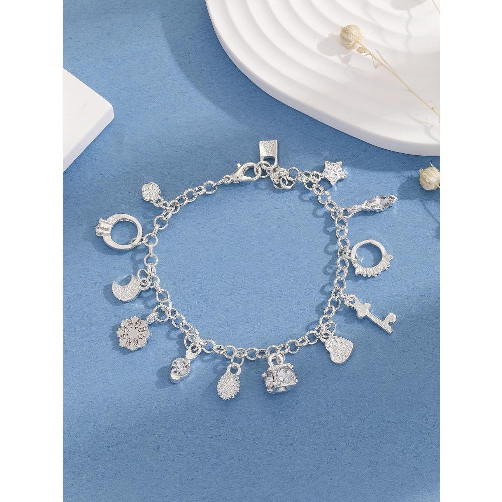 Элегантный Модный Браслет с 13 Подвесками для Женщин Стильные Минималистичные Украшения с Множеством Элементов