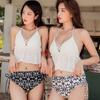 Body Bikini Cute Popular Mom Lace String High Waist Pants Floral Ruffle Bandeau Top and Stylish Tank 2022 Border Folded Border High High A [Aunii]