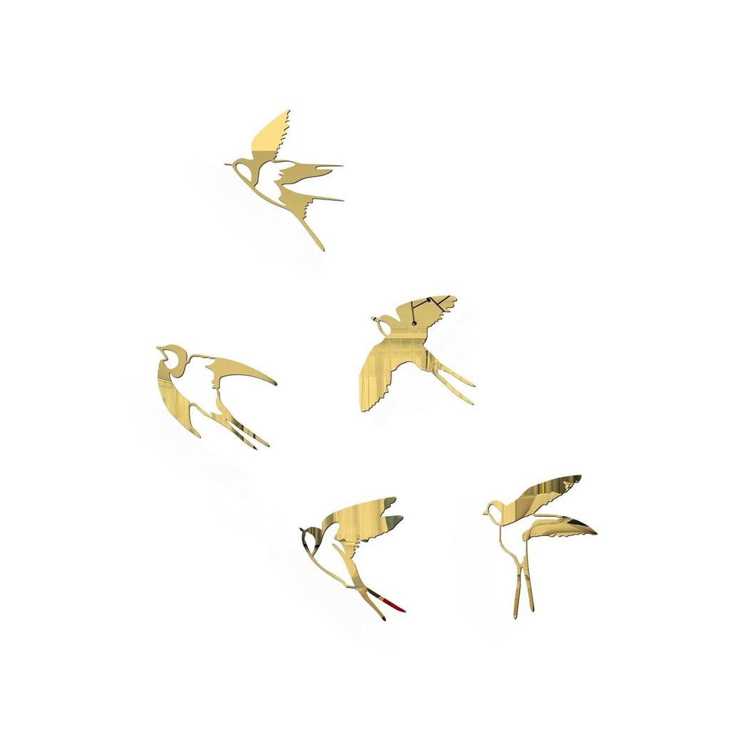 Acrylic Mirror Bird Wall Stickers Self Adhesive Mirror Wall Decor Removable for Living Room Bedroom Bathroom Decoration