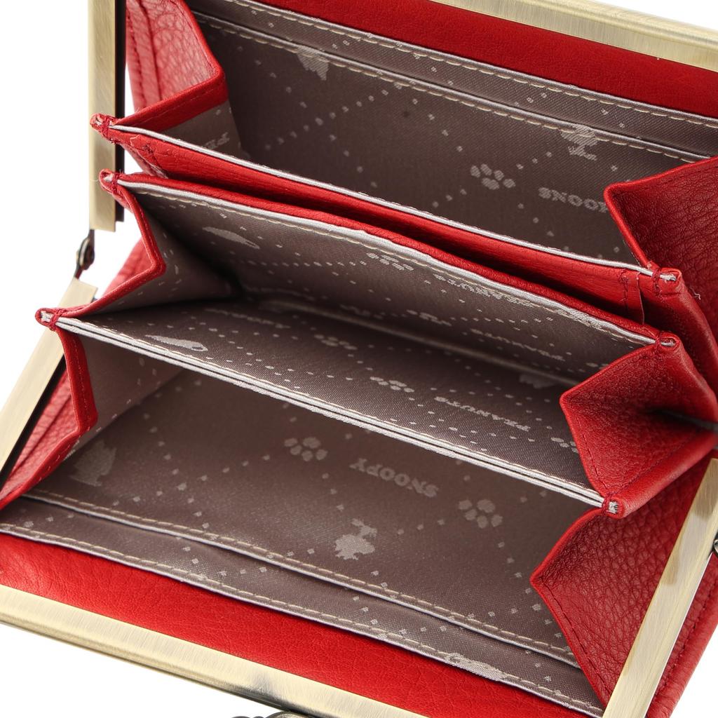 Кошелек PEANUTS Gentle Dog Кошелек Toad Mouth Длинный кошелек Кошелек для монет Кошелек для купюр Snoopy Натуральная кожа Легкий коровья кожа Домашнее производство Япония Красный