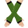Long Striped Arm Warmers for Women Winter Long Fingerless Gloves Casual Knit Elbow Gloves with Thumb Hole