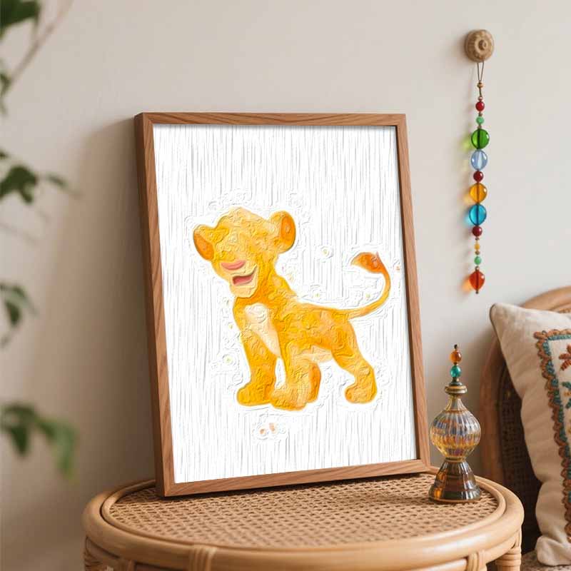 Disney watercolor lion cub painting art handmade diy painting home decoration gift