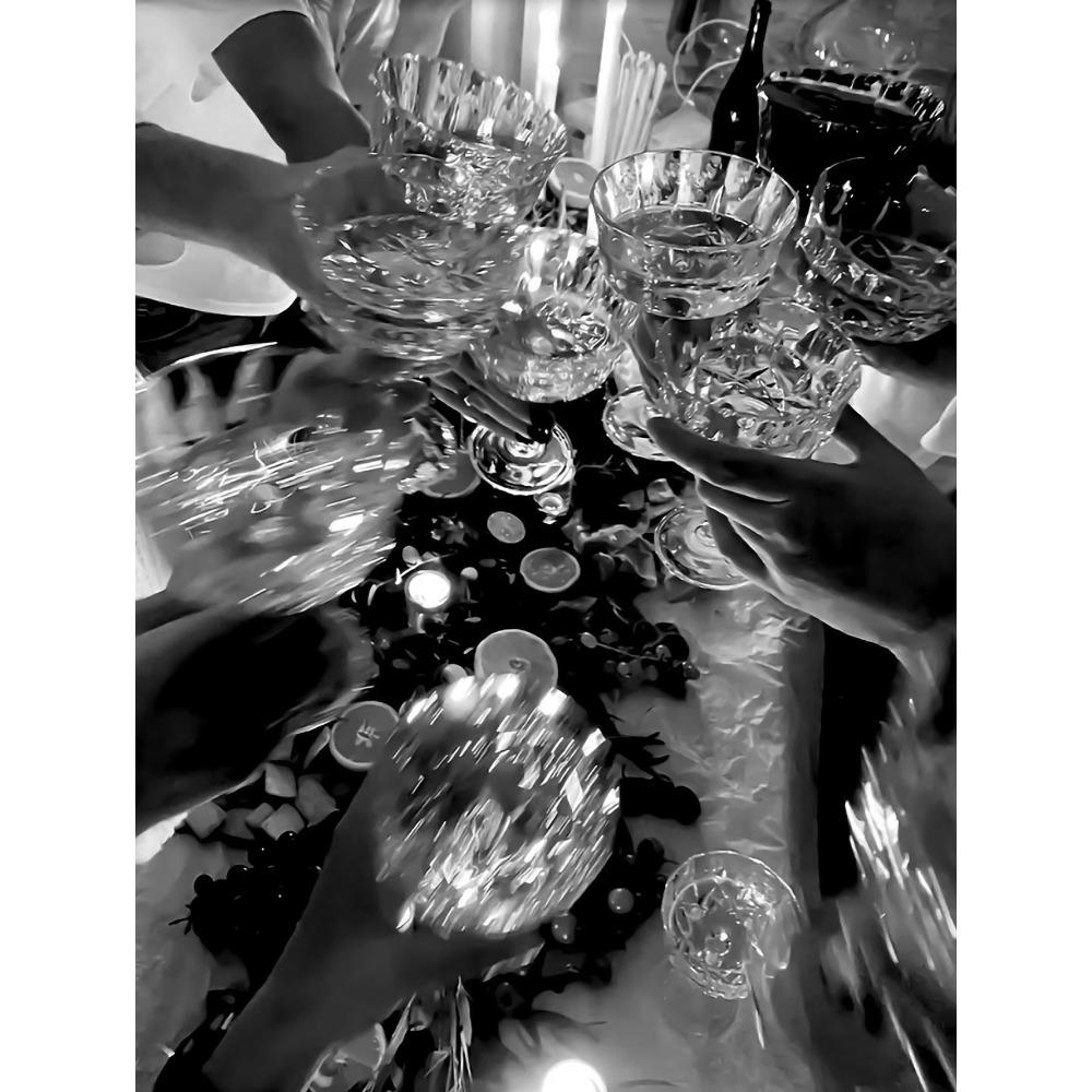 Modern Black and White Vintage Vocktail Champagne Glass Print Poster Canvas Bar Restaurant Room Wall Decoration