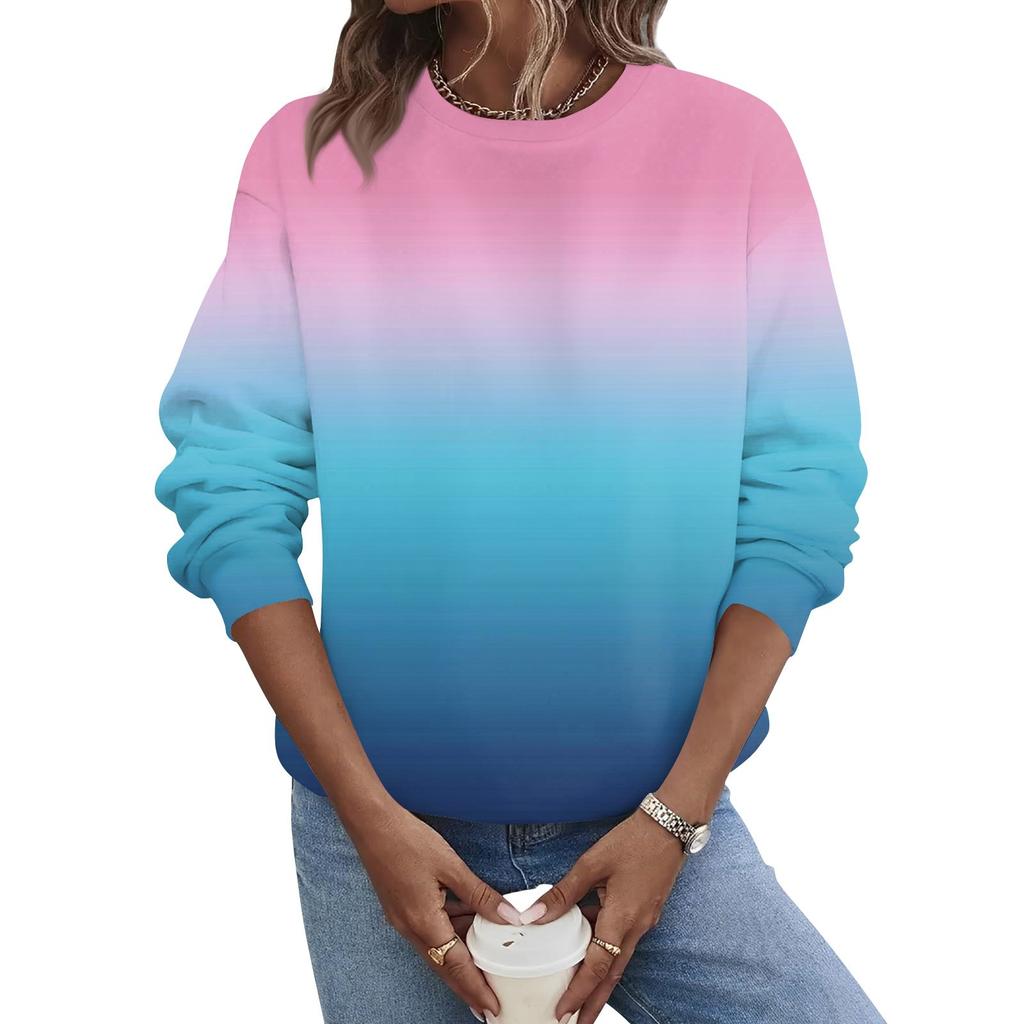 Женская осенне-зимняя повседневная толстовка с круглым вырезом и длинным рукавом с принтом