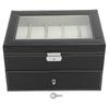 Double Layer Watch Box Case 5 Grid Glasses Storage Case 10 Grid Watch Box (Black)