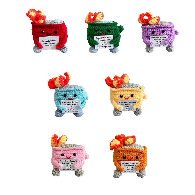 Crochet Dumpster Fire Emotional Support Plush with Positive CardA Comforting and Encouraging Gift