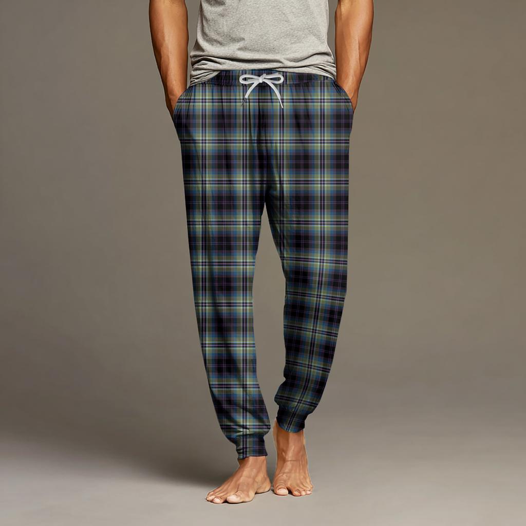 Men's Drawstring Pocket Cuffed Casual Pants Home Sleep Pants