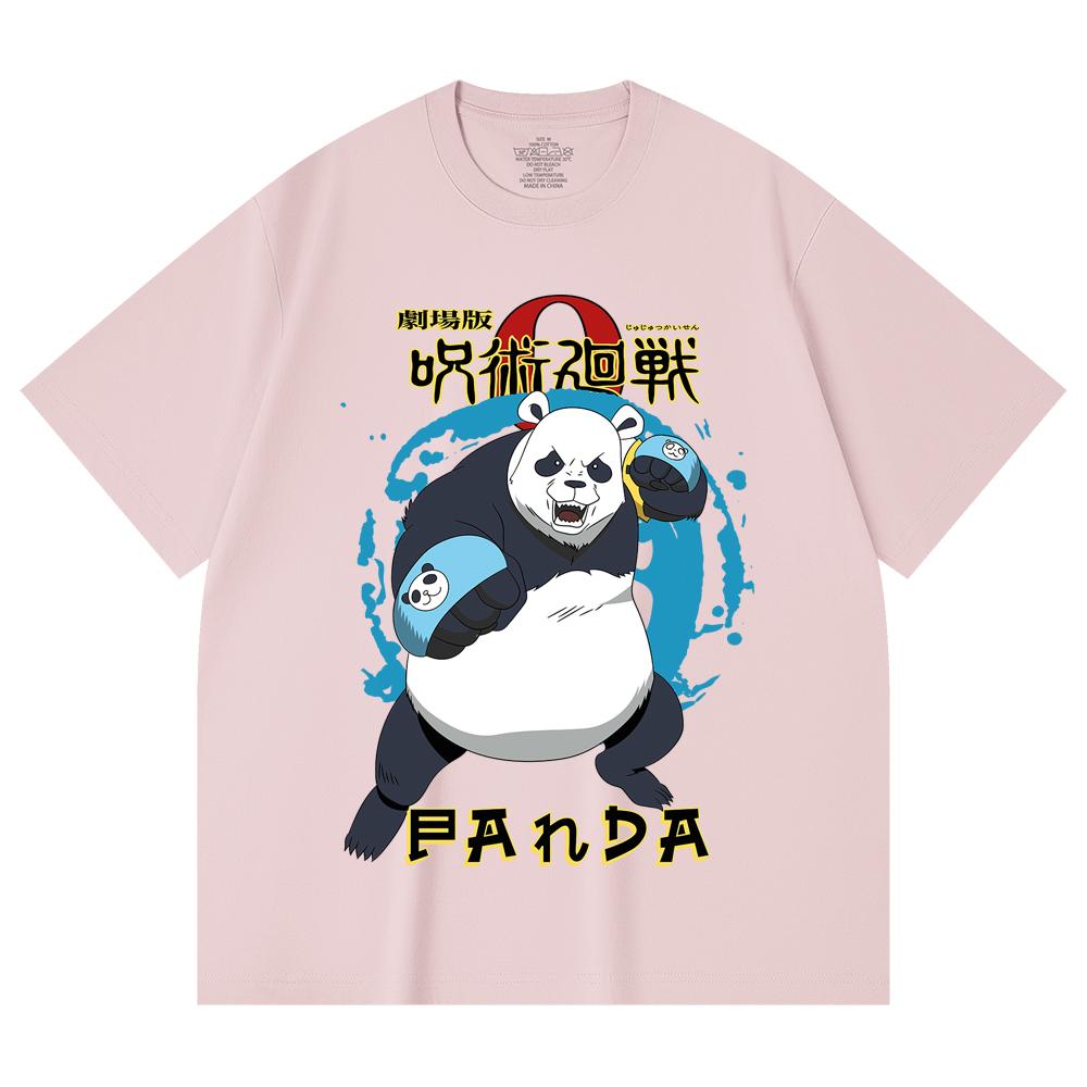 230 Gsm 100% Cotton Jujutsu Kaisen V62 Panda Print Unisex Heavy Cotton T Shirt