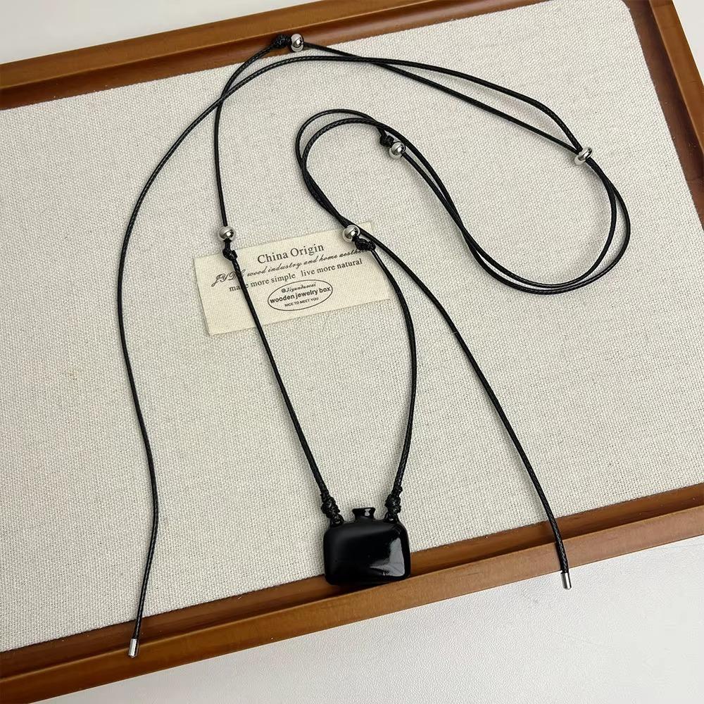 Alloy Square Bottle Long Necklace Adjustable Pendant Necklace Fashion Sweater Chain  Women