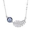 Imitation natural freshwater pearl feather ring European and American S111 silver needle earrings zircon Tahiti necklace women's